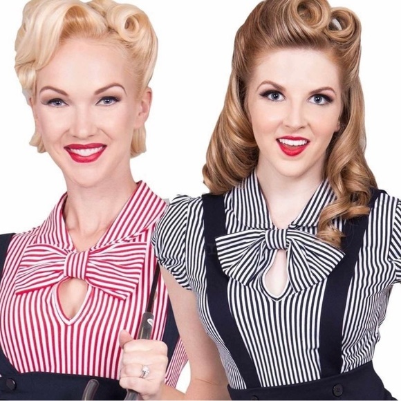 Tatyana Tops - Tatyana All Aboard RED stripe blouse S small